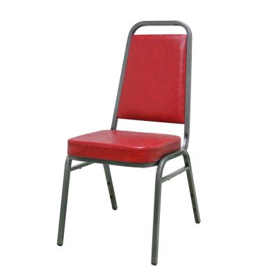 China (Height)Adjustable Metal Stacking Hotel Wedding Furniture Banquet Conference Room Chair Red Leather Steel Restaurant Chairs for sale