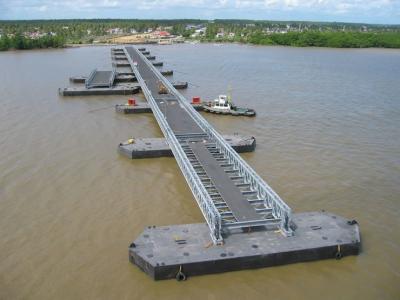 China Ponte de aço de Bailey da estrada, ponte de flutuação militar reciclável modular à venda