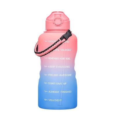 China Viable Motivaiton Plastic Water Bottles Blank Sport Water Bottle Tritan Sublimation Half Gallon Water Bottle With Straw And Strap for sale