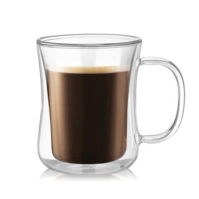 China Viable Nordic Coffee Cup Double Wall Glass Coffee Mug Glass Cup With Handle for sale