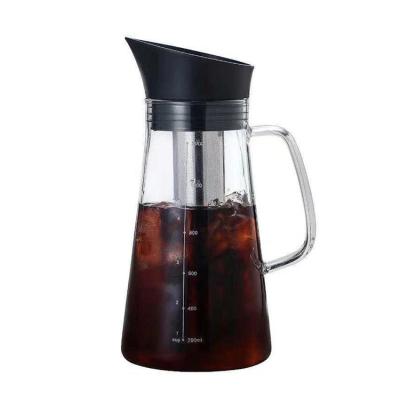 China Sustainable Airtight Cold Brew Glass Coffee Maker Iced Coffee Maker Brew Pitcher with Removable Filter and Stainless Steel Lid for sale