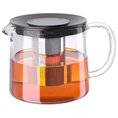 China Viable Clear Teapots Iced Tea Maker Borosilicate Glass Teapot With Infuser for sale