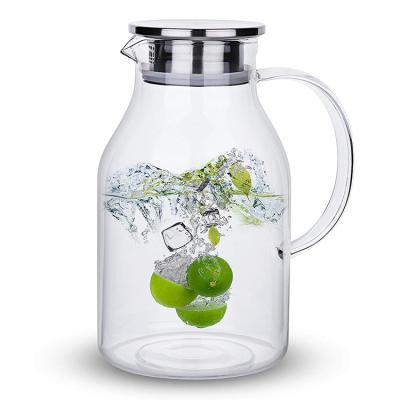 China Nordic Viable Fruit Jug Borosilicate Glass Jug Drinking Water Jug With Drain Lid for sale