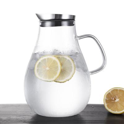 China Viable Wholesale Refrigerator Juice Jug With Handle Juice Jugs Borosilicate Glass Jug for sale