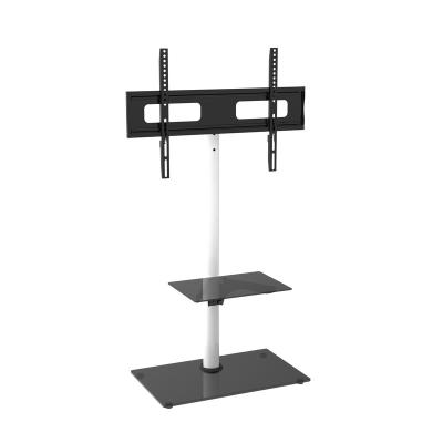 China White TV Stand VESA600X400 With DVD Support Cold Rolled Steel TV Floor Stand for sale