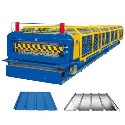 China Hotels Double Layer Galvanized Tile Corrugated Aluminum Metal Roof Sheet Making Roll Forming Machine for sale