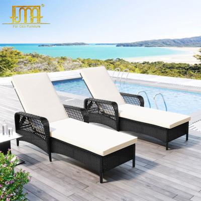 China Modern outdoor PE rattan wicker patio lounge chaise lounge sun sofa folding furniture for sale