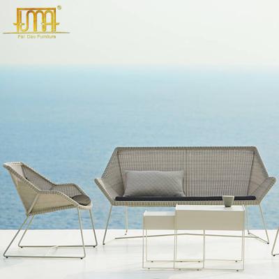 China Modern Outdoor Patio Furniture Pool Wicker Metal Frame Sofa 3 Pcs Sofa Set for sale