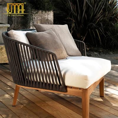 China Modern Outdoor Custom Size Furniture Teak Frame Wicker Rattan Patio Sofa Set for sale