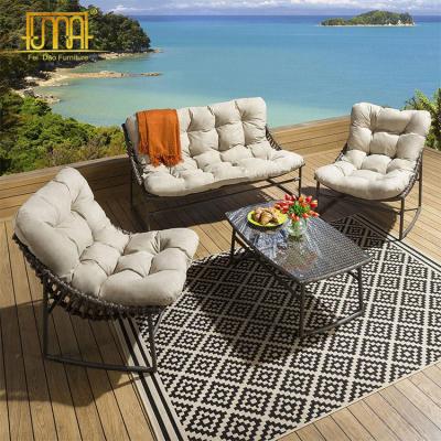 China Modern Outdoor Garden Used Furniture 4 Seat Comfortable Modern Corner Sofa Set for sale