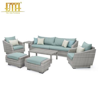 China Modern Garden Furniture Luxury 7 Person Seating Outdoor Rattan Sofa Set for sale