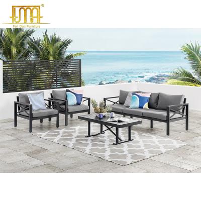 China Modern Garden Furniture Fabric Cushion Outdoor Reclining Sofa Set for sale