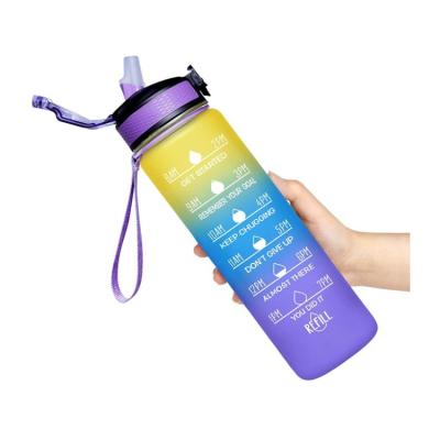 China Sustainable 32oz Leak Proof Fitness Gym Sports Drinks Motivation Bottle Custom Sports Water Bottles Bulk With Straw Time Marker For Running for sale