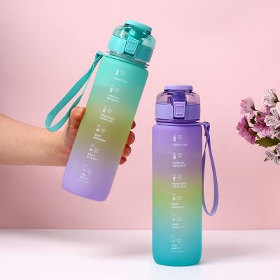 China Wholesale Viable 1000ml Eco Friendly Portable Sports Flip Straw Fitness Pba Free Plastic Tritan Drinking Water Bottle For Beverages for sale