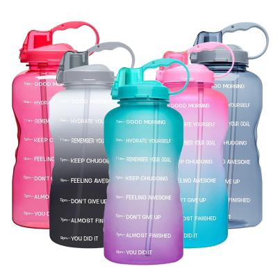 China 2000ml Modern Eco-Friendly Sustainable 2 Liter Giant Plastic Water Bottle Jug Customized With Straw Lid For Water Drink for sale