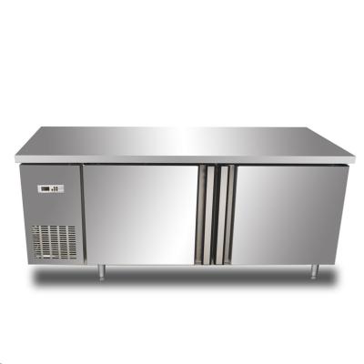 China Commercial absorption hotel restaurant kitchen 2 door 500L undercounter fridge freezer refrigerator for sale