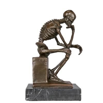 China Europe Abstract SHTONE Sculpture Skeleton Thinker Home TPE-998 Decoration Carving Brass Statue for sale