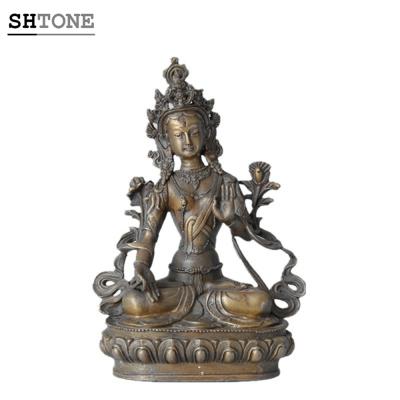 China Europe SHTONE Buddha Statue TPFX-B62 Metal Statues Carving Tara Home Decor White Buddhist Figurine for sale