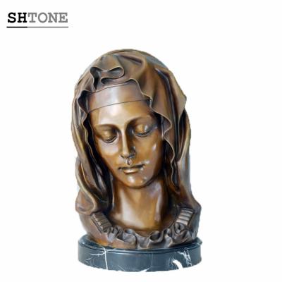 China Antique Female Virgin Mary Home Decor Bronze TPE-235 Busts Metal Figure Statues Sculptures Famous Female Statues for sale