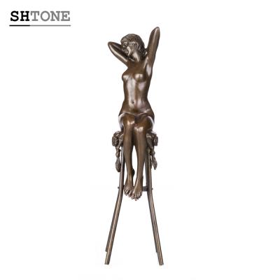 China Europe SHTONE Statue TPE-467 Naked Female Women Bronze Sculpture for sale