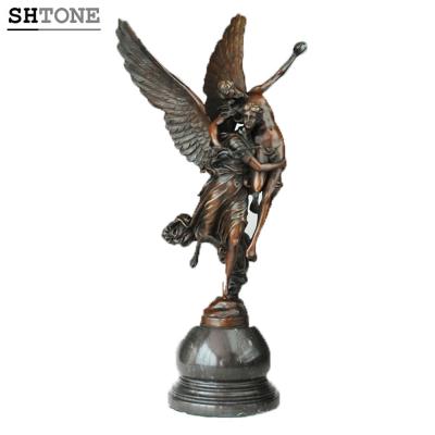 China Europe SHTONE Marble Base Home Decor Statues TPE-687 Ancient Cupid Bronze Art Myth Sculpture for sale