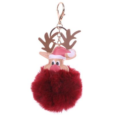 China Souvenir Item / Promotional Gifts Pink Fur Pom Pom Keychain For Women Charm Accessories Bags Sets Souvenir Custom Key Chain for sale