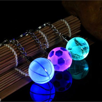 China Souvenir Item / Custom Laser Engraving Promotional Gifts Gift Creative Led Light Cute Led Crystal Car Logo Key Chain Designer Keychain for sale