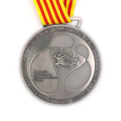 China Cheap Wholesale Custom Europe Shtone Award Metal Sports Competition Medal With Ribbon for sale