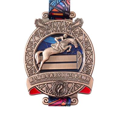 China Shtone Europe Martial Blank Equestrian Race Medals And Trophies With Printing Sticker for sale