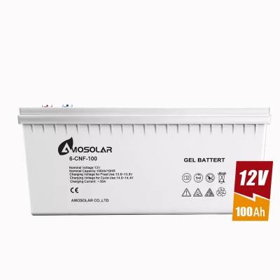 China Amosolar 100Ah 200Ah 250Ah 300Ah Tiefkreislauf Solarbatterie GEL 12V 24v 100Ah Versiegeltes Gel zu verkaufen