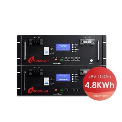 China Amosolar 100ah 200ah Rackmount 48v 51.2v Lithium Battery Pack for Consumer Electronics for sale