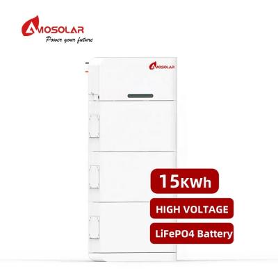 China IP65 Hoogspanning BMS LiFePO4 batterij 10.24kWh-25.6kWh Amosolar stapelbare thuisbatterij Te koop