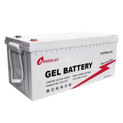 China Amosolar Deep Cycle Gel Battery 12V 100Ah 200Ah 250Ah Solarbatterie für das Solarsystem Projekt zu verkaufen