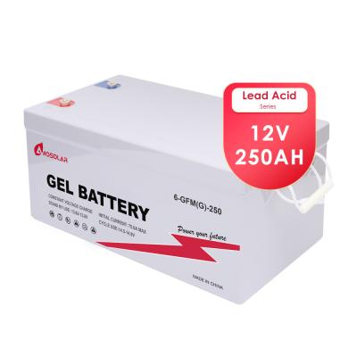 China Amosolar 12V 100Amp 250Ah Deep Cycle Power Rechargeable Batteries for Solar Gel Battery for sale