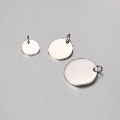 China Simple Design TRENDY Solid 925 Sterling Silver Disc For Name Stamping Engraved Pendant Necklace Jewelry for sale