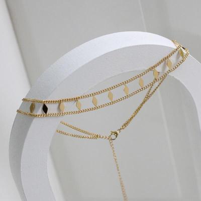 China FASHIONABLE Elegant Stainless Steel Gold Plated Rhombus Shape Choker Necklace For Birthday Gift for sale