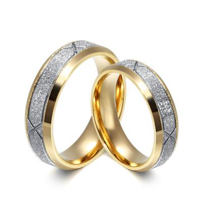 China Fashion Jewelry High Quality Gold Plated Stainless Steel Wedding Engagement Rings for sale