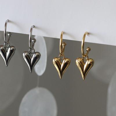 China HOT Fashion Trendy 18K Gold Plated Stainless Steel Heart Drop Circle Earrings for sale