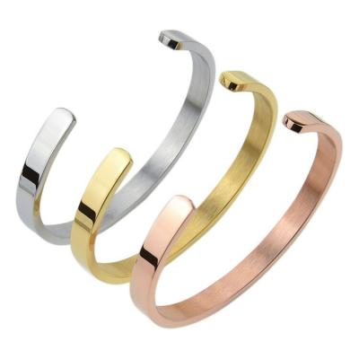 China Custom 316L Stainless Steel Metal Fashion Craft Elegant Cuff Bracelet Fashion Craft Unisex Bulk Christmas Gift for sale