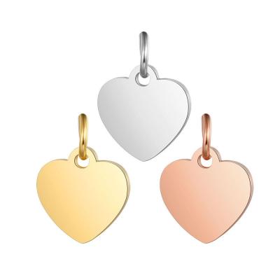 China Stainless Steel TRENDY small Rose Gold Blank Heart Charm for DIY Jewelry Making for sale