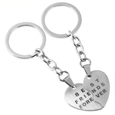 China Stainless Steel Stainless Steel Key Chain With Heart Charm Best Friends Forever for sale