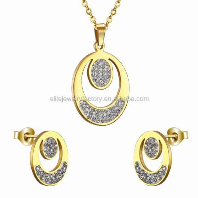 China Elite Stainless Steel Jewelry Set 2016 Stainless Steel Fashion Jewelry Dubai Jewelry Set With Crystals for sale