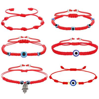 China TRENDY Friendship Jewelry Adjustable Hand Braided Lucky Red String Evil Eyes Bracelet Blue Eye Bracelets For Women Men for sale