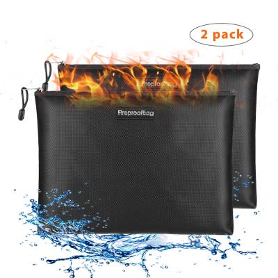 China Zipper Closed Amazon 2021 Silicone Coated Fiberglass Passport Money Credit Travel Safe Bags Fireproof Document Money Bag for sale