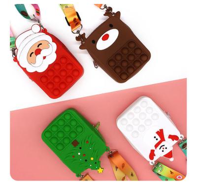 China New Silica Gel Santa Christmas Jumping Bag Silicone Wiggle Him Purse Christmas Reindeer Cartera Kids Jumping Monederos for sale