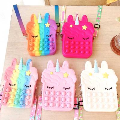 China Silica Gel Child Purse Unicorn Bag Jumping Cross Mini - Body Bolso Pack Jumping Small Bag It Wiggle Toy Change Purse for sale