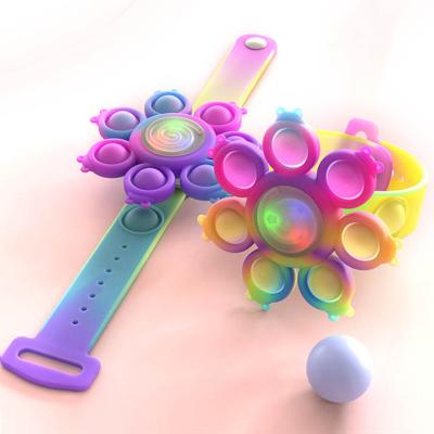 China Silica Gel Coccinella Luminous Bubble Bracelet Jumping Bubble Bug It Wiggle Spinner Bracelet Push Glow Toys For Kids for sale