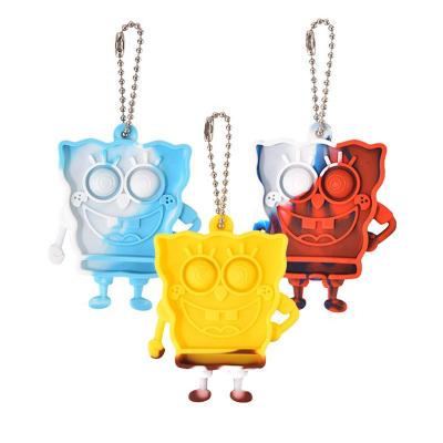 China Plastic Mini Busty Person Toys Spongebob Push Bubble Head Chained Jumping Toy He Key Chain for sale