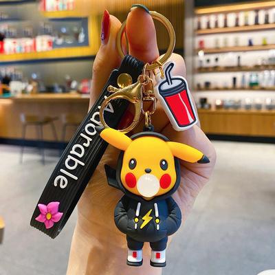 China Wholesale Cute Gift Fun Anime Cartoon Keychains Bubble Blowing Pikachu Accessories Key Chain Gifts for sale