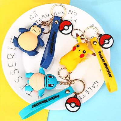 China Popular Cute Gift Anime 3D Cartoon Pikachu Key Chain PVC Designer Rubber Keychain Decoration for sale